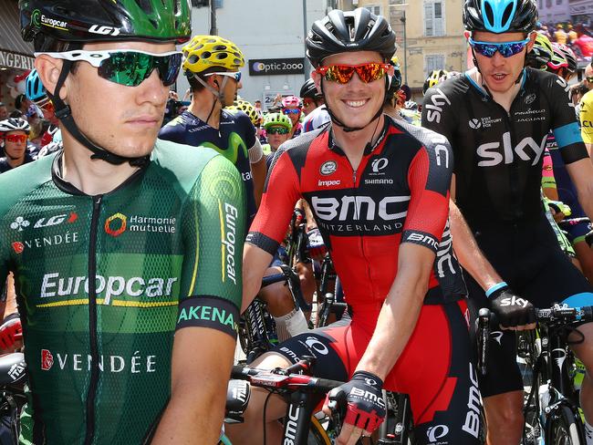 Australian Rohan Dennis is all smiles at the start line of Stage 19 of the Tour de France. Photo: Sarah Reed.