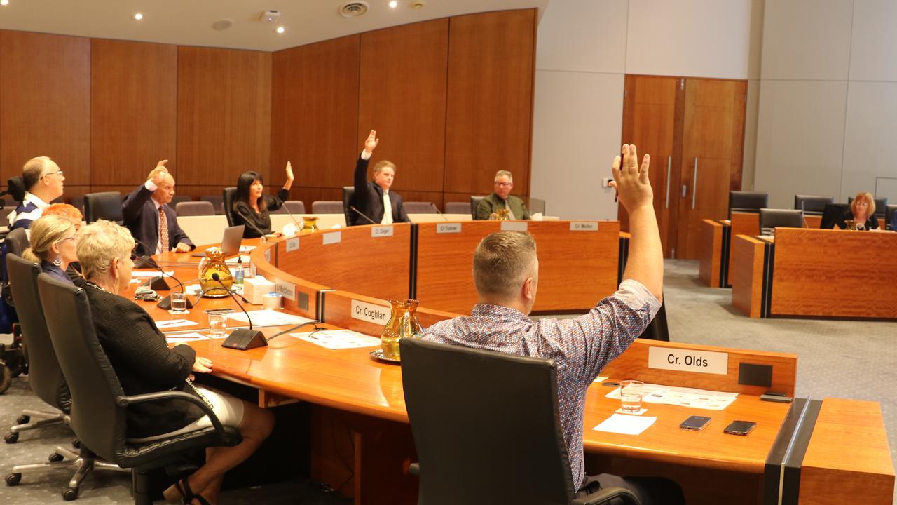 Deputy mayor Brett Olds, Division Four councillor Trevor Tim, Division Three councillor Cathy Zeiger and Division Two councillor voted against a motion to declare Ms Eden had a conflict of interest in relation to the appointment of Cairns' interim CEO. They were defeated 5-4. Picture: Samuel Davis