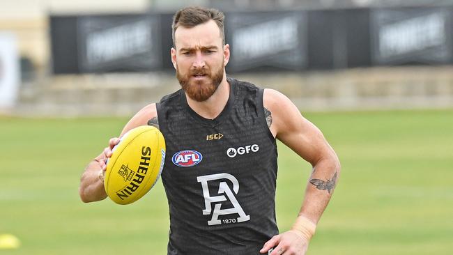 Charlie Dixon at Port Adelaide training at Alberton Oval. Picture: Tom Huntley