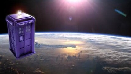 Doctor Who’s spaceship, the Tardis, hurtles through time and space.