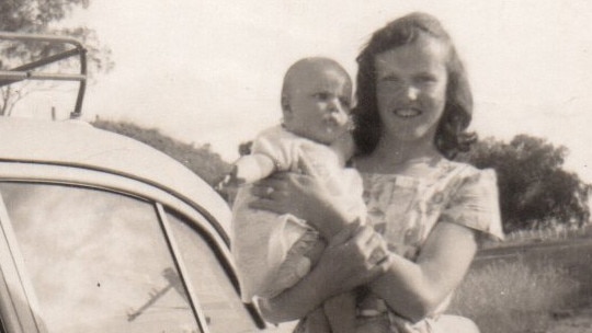 Gwen Grover holding her baby sister Sue, who was 19 years old at the time of hear death in 1983. PIcture: Supplied