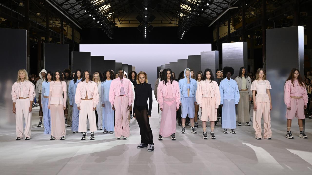 Creative Director of P.E Nation Pip Edwards thanks the audience after the P.E Nation show during Australian Fashion Week this year. Picture: Stefan Gosatti/Getty Images for AFW