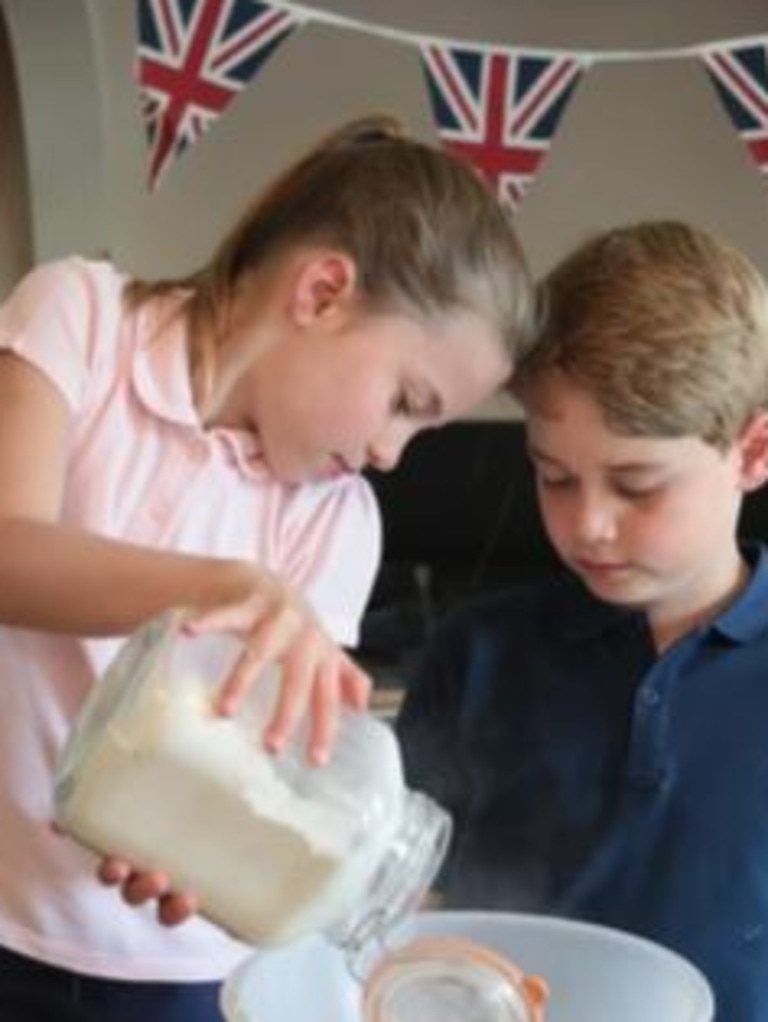 Princess Charlotte and her brother Prince George, 8, carefully creating some sweet treats.