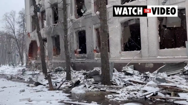 Heavy damage seen in Kharkiv, Ukraine after two weeks of war