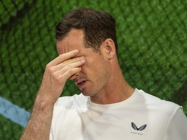 LONDON, ENGLAND - JULY 04: Andy Murray and Jamie Murray (not pictured) of Great Britain speak during a press conference following their defeat in the GentlemenÃ¢â¬â¢s Doubles first round match against Rinky Hijikata and John Peers of Australia on day four of The Championships Wimbledon 2024 at All England Lawn Tennis and Croquet Club on July 04, 2024 in London, England. (Joe Toth-Pool/Getty Images)