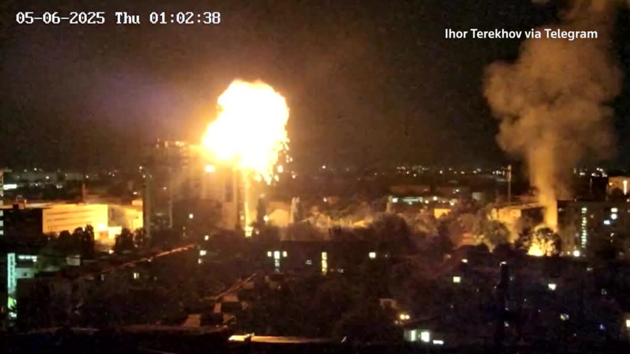 CCTV appears to show moment Ukraine's Kharkiv is hit by Russian attack
