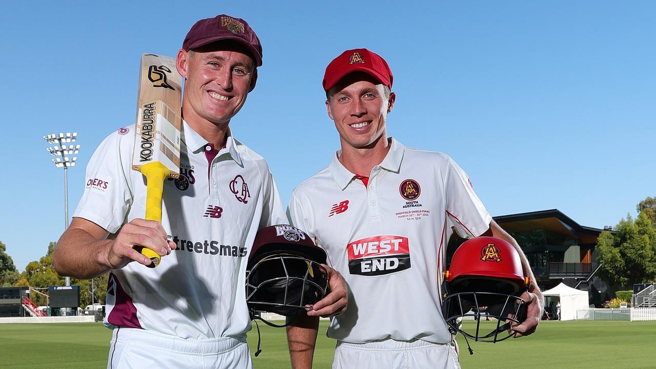 : Marnus Labuschagne of the Queensland Bulls and Nathan McSweeney of South Australia (Photo by Sarah Reed/Getty Images)