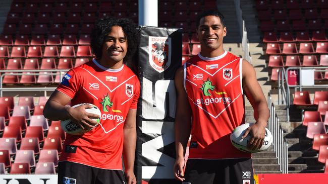 Dragons’ twin backs Max (left) and Mat Feagai will both compete for a starting spot in 2021.