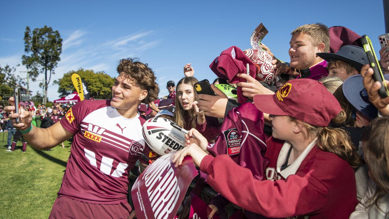 Reece Walsh at the Queensland Maroons fan day at Toowoomba Sports Ground. Picture: Kevin Farmer