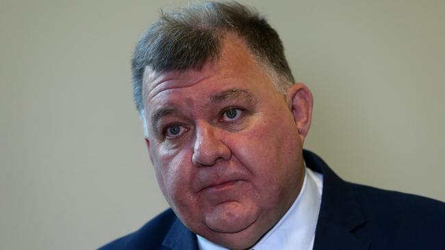 Craig Kelly talking to media at Parliament House in Canberra. Picture Kym Smith