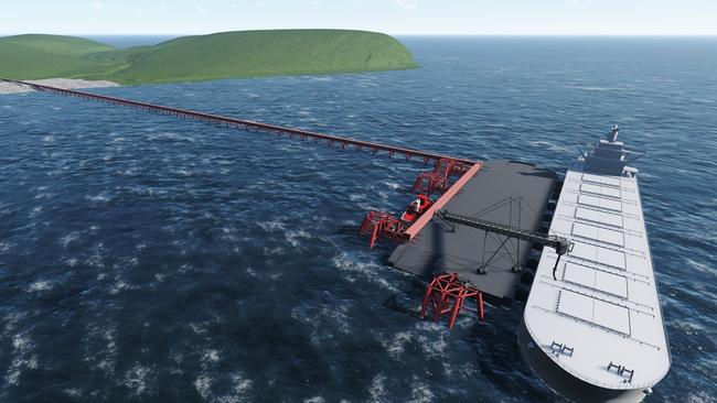 An artist’s impression of Kangaroo Island Plantation Timber's seaport plan for Smith Bay. Picture: Supplied