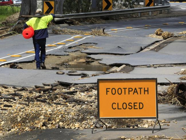 Severe damage caused by flooding of the South Para River near Gawler. Picture Dean Martin