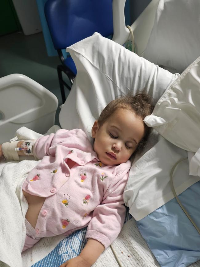 Despite being fully immunised, Farrah, 2, was recently hospitalised with pneumonia and empyema (pneumonia infection around the lungs) and ended up with a collapsed lung and several other complications. Image: supplied