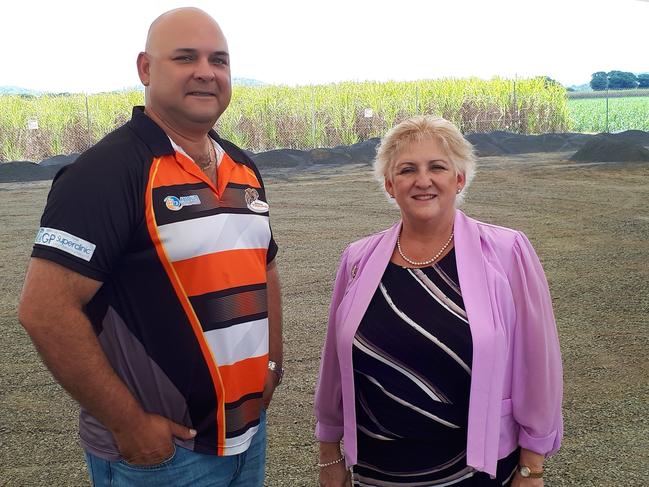 Wests Tigers general manager Kingsley Theiber and Federal member for Capricorn Michelle Landry.