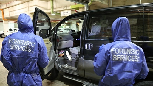 Forensic examination of vehicle seized as part of Strike Force Furzer investigation into the alleged murder of Danielle Easey. Picture: NSW Police