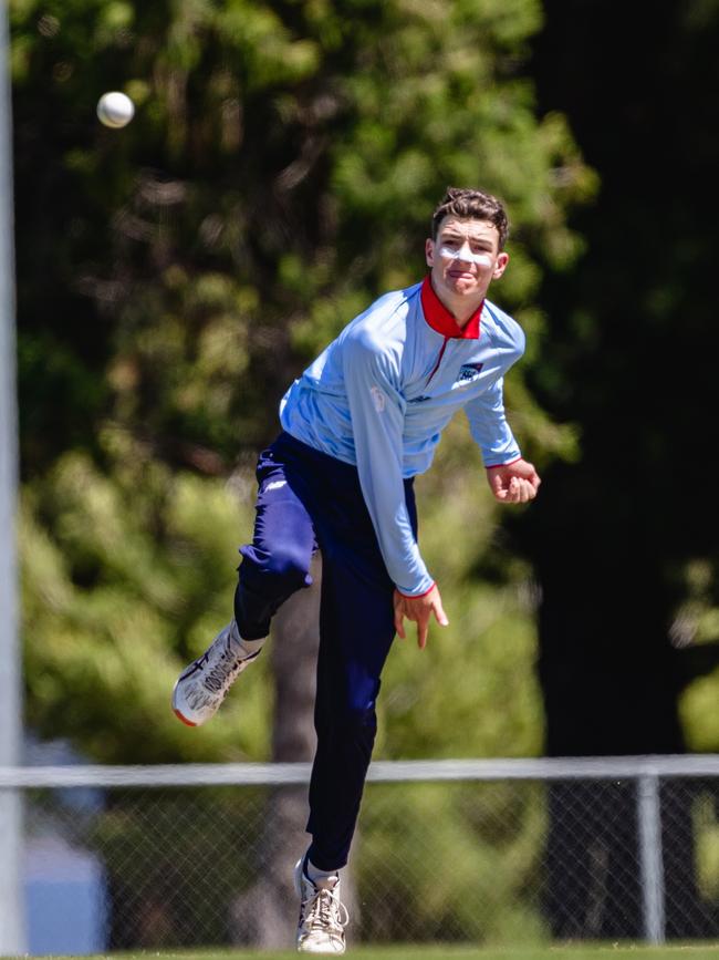 NSW Metro spinner Everett Oxenham in Hobart last season. Picture: Linda Higginson/Cricket Australia.