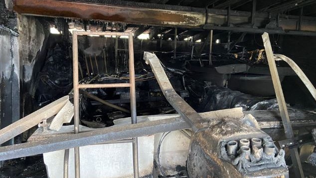 The burnt out interior of the storage area at the Narrabeen Lakes Sailing Club Picture: Narrabeen Lakes Sailing Club