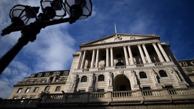 The Bank of England last week unveiled more cash stimulus and forecast a deeper coronavirus-induced recession for the UK as England began a second lockdown. Picture: AFP