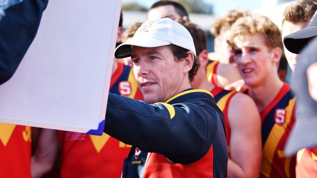 ADELAIDE, AUSTRALIA - JUNE 22: Tony Bamford coach of South Australia during the Under 18 AFL Championships match between South Australia and Vic Metro at Alberton Oval on June 22, 2019 in Adelaide, Australia. (Photo by Mark Brake/AFL Photos/via Getty Images)