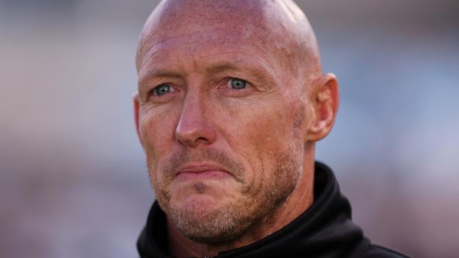 SYDNEY, AUSTRALIA - APRIL 02: Sharks coach Craig Fitzgibbon is interview pre-game during the round five NRL match between Cronulla Sharks and New Zealand Warriors at PointsBet Stadium on April 02, 2023 in Sydney, Australia. (Photo by Mark Kolbe/Getty Images)