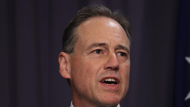 Health Minister Greg Hunt have revealed the Government’s new deal with Moderna to access COVID-19 vaccines and boosters. Picture: NCA NewsWire / Gary Ramage