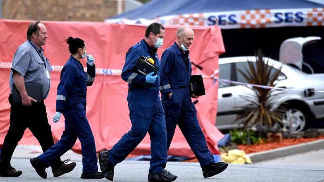 Victoria police forensic team start their investigation. Pic: Nicole Garmston