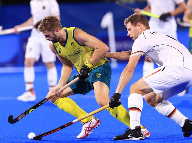 Joshua Beltz in action during the Men's Semi-Final of the Tokyo 2020 Olympic Hockey event at Oi Hockey Stadium. Picture: Adam Head