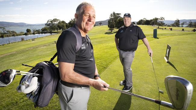 Tasmania Golf Club President John Milbourne (left) and Golf Australia – Tasmania Development Manager Simon Weston at Cambridge. Picture: Chris Kidd