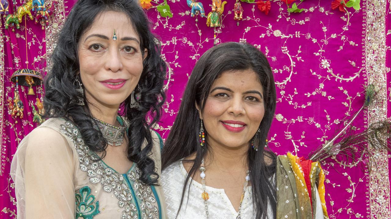 Bhavna Gupta and Meenu Arora. Krishna Janmashtami celebrations in Toowoomba Civic Square. Sunday, August 28, 2022. Picture: Nev Madsen.