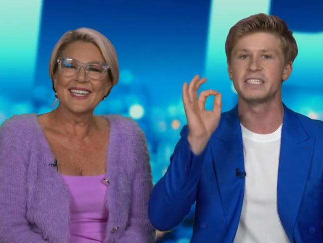 New I'm A Celebrity co-host Robert Irwin (right) with Julia Morris revealed on The Project that wildlife meat will no longer be used in the show's production. Picture: Network 10