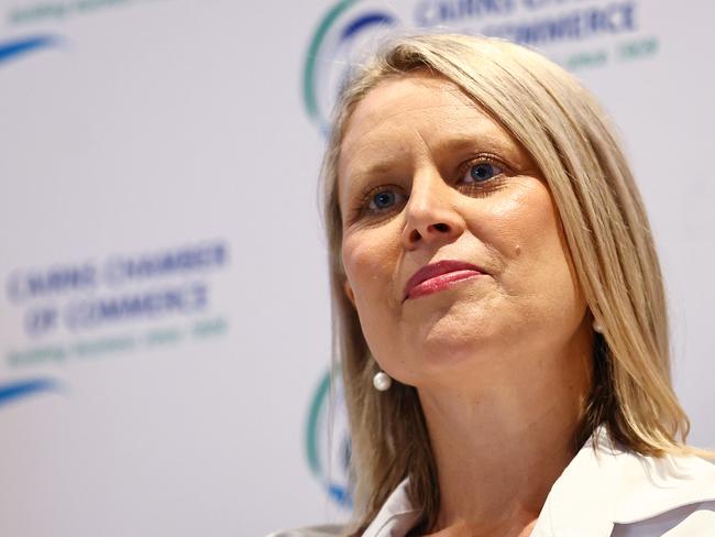 LNP candidate for Barron River Bree James participates in a Q&A session at the 2024 Meet the Candidates: State Election Forum Lunch, hosted by the Cairns Chamber of Commerce and Tourism Tropical North Queensland at the Pullman Reef Hotel Casino. Picture: Brendan Radke