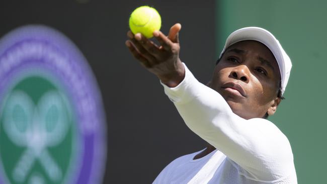 Serena Williams practises serve during training ahead of The Championships. Picture: AP.