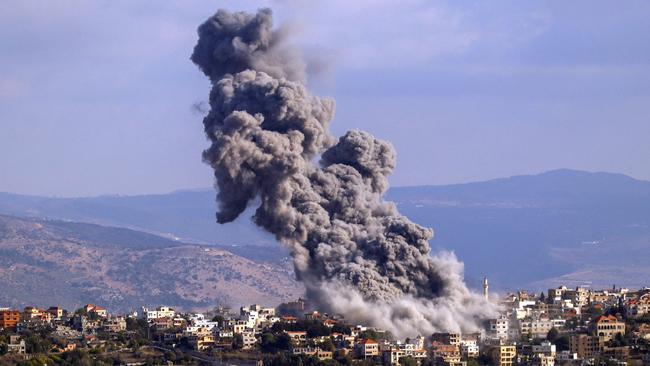 Smoke billows from the site of an Israeli airstrike in the Lebanese village of Khiam on October 17, amid the continuing war between Irsael and Hezbollah. Picture: AFP