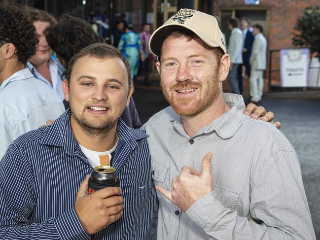 Brody Richards (left) and David Smith at Weetwood raceday at Clifford Park, Saturday, September 28, 2024. Picture: Kevin Farmer