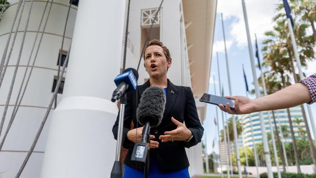 Opposition Leader Lia Finocchiaro outside of parliament. Picture: Che Chorley