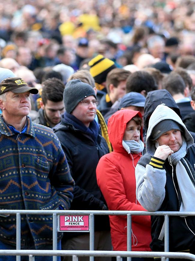 Enormous crowds line up outside gate 2 at the MCG. Picture: Mark Stewart