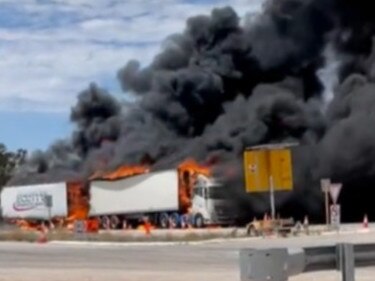 The major blaze at the border an example of the very difficult situation facing drivers and freight companies, according to industry reps. Image: Supplied