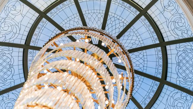 Dome ceiling and chandelier.