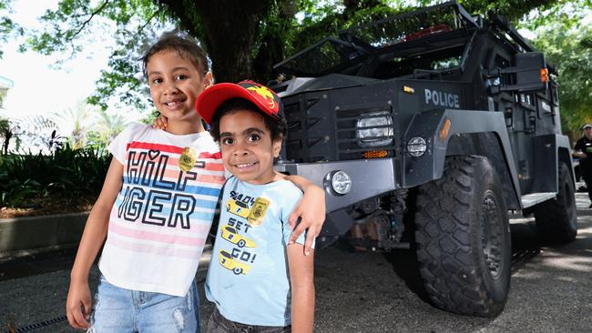 Cairns police have hosted a community engagement day, where members of the public can meet the officers and get up close to police vehicles, including buggies, motorbikes, boats and the Bearcat armoured vehicle. Picture: Brendan Radke