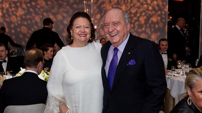 Gina Rinehart and Alan Jones at the Soldier On Gala in May. Picture: Kai Godeck