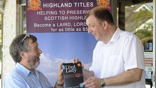 (L-R) Stephen Brine and Highland Titles sales and marketing director Stephen Rossiter at Croydon's Scottish Accessories Shoppe. Picture: Craig Wilson