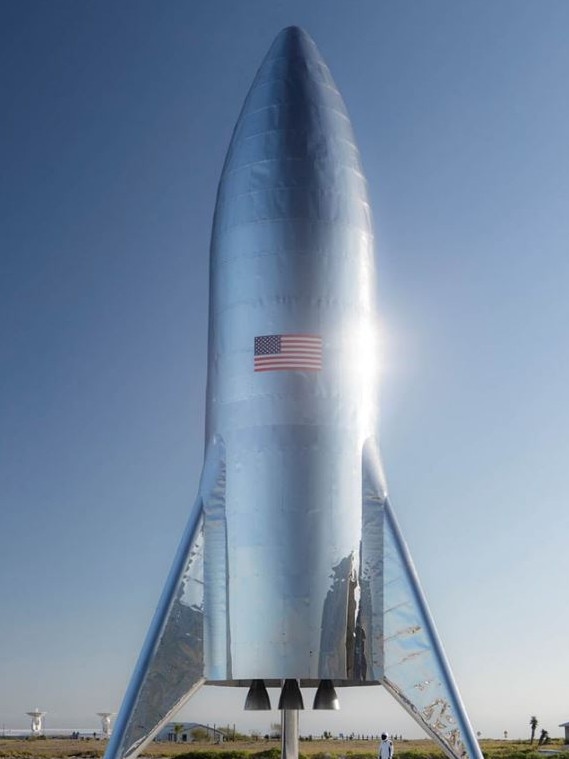 A test version of the Starship Hopper, one of Elon Musk’s SpaceX rockets. Picture: AFP