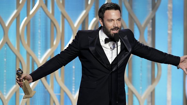 Ben Affleck with his award for best director for Argo at the Golden Globes.