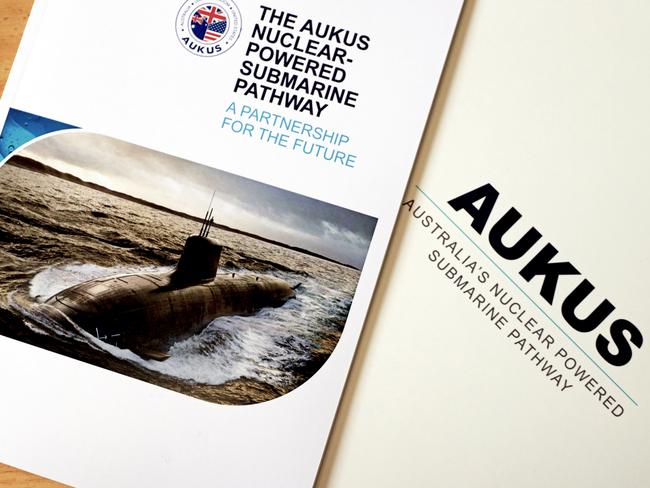 SYDNEY AUSTRALIA - NCA NewsWire Photos MARCH 22, 2023: Editorial generic stock image of the public dossier made available following the AUKUS nuclear submarine agreement between Australian, the US and UK. Picture: NCA NewsWire / Nicholas Eagar