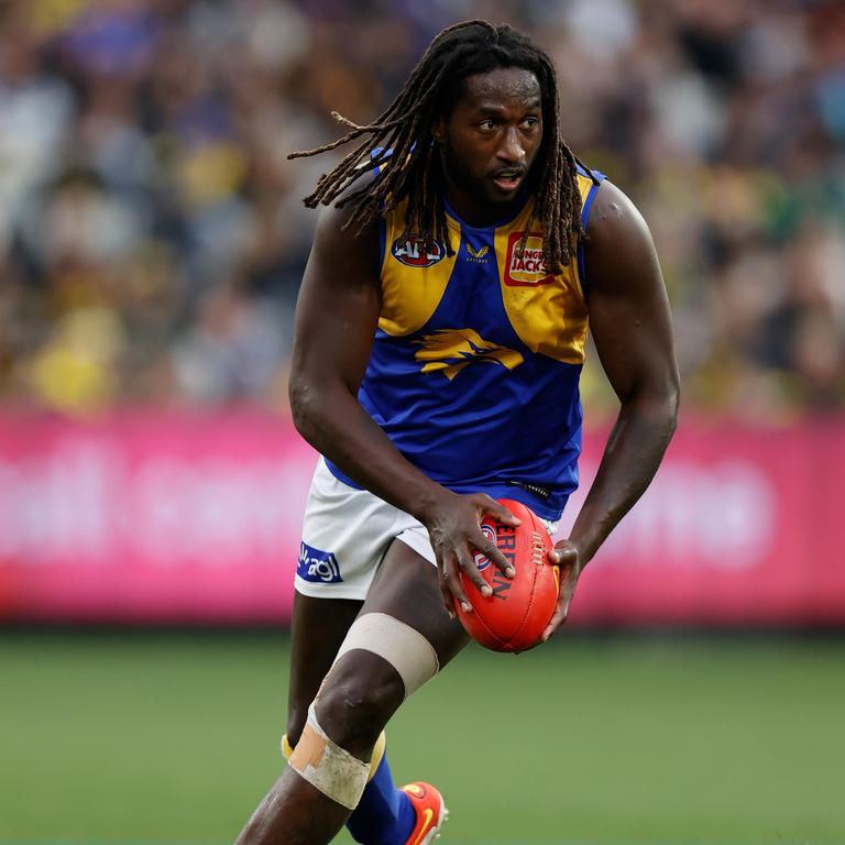 Nic Naitanui’s future is in doubt after he was ruled out for the rest of the 2023 season with an Achilles injury. Picture: Michael Willson / Getty Images