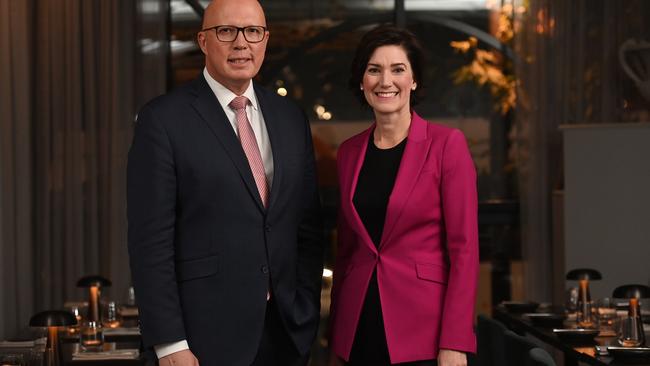 Peter Dutton and Nicolle Flint. Picture: NCA NewsWire / Keryn Stevens