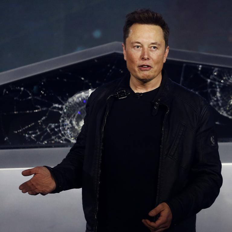 Tesla founder Elon Musk introducing the company’s upcoming “Cybertruck” last year. Picture: AP Photo / Ringo H.W. Chiu