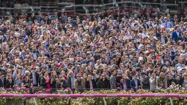 Huge crowds hit Flemington during the Flemington Carnival. Picture: Jason Edwards