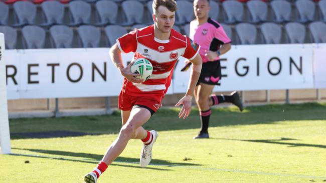 Jett Forbes in the Queensland Schoolboy Phil Hall Cup rugby league grand final. Picture: Liam Kidston