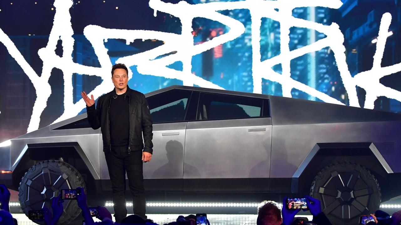 Elon Musk launching the Tesla Cybertruck in 2019. Picture: Frederic J. BROWN / AFP)